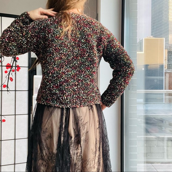 Lord & Taylor Vintage Confetti Ribbon Wool Angora Rabbit Hair Blend Sweater - Picture 10 of 17